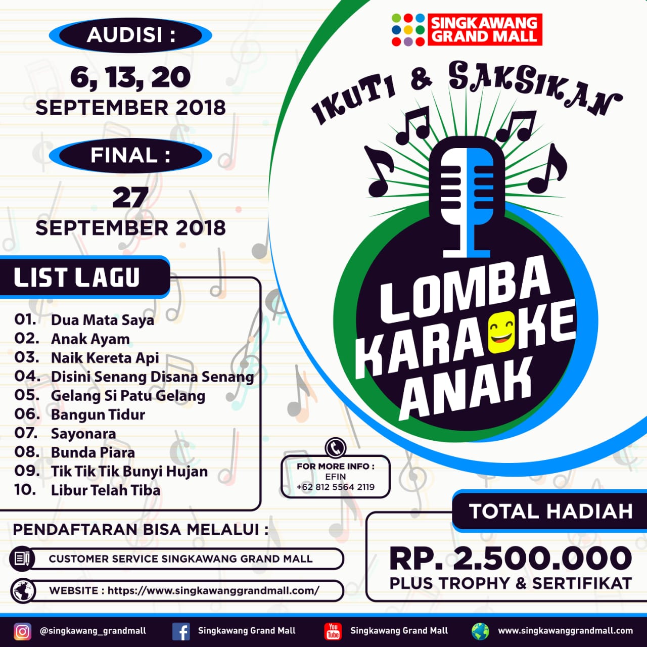 Lomba Karaoke Anak September 2018 Singkawang Grand Mall